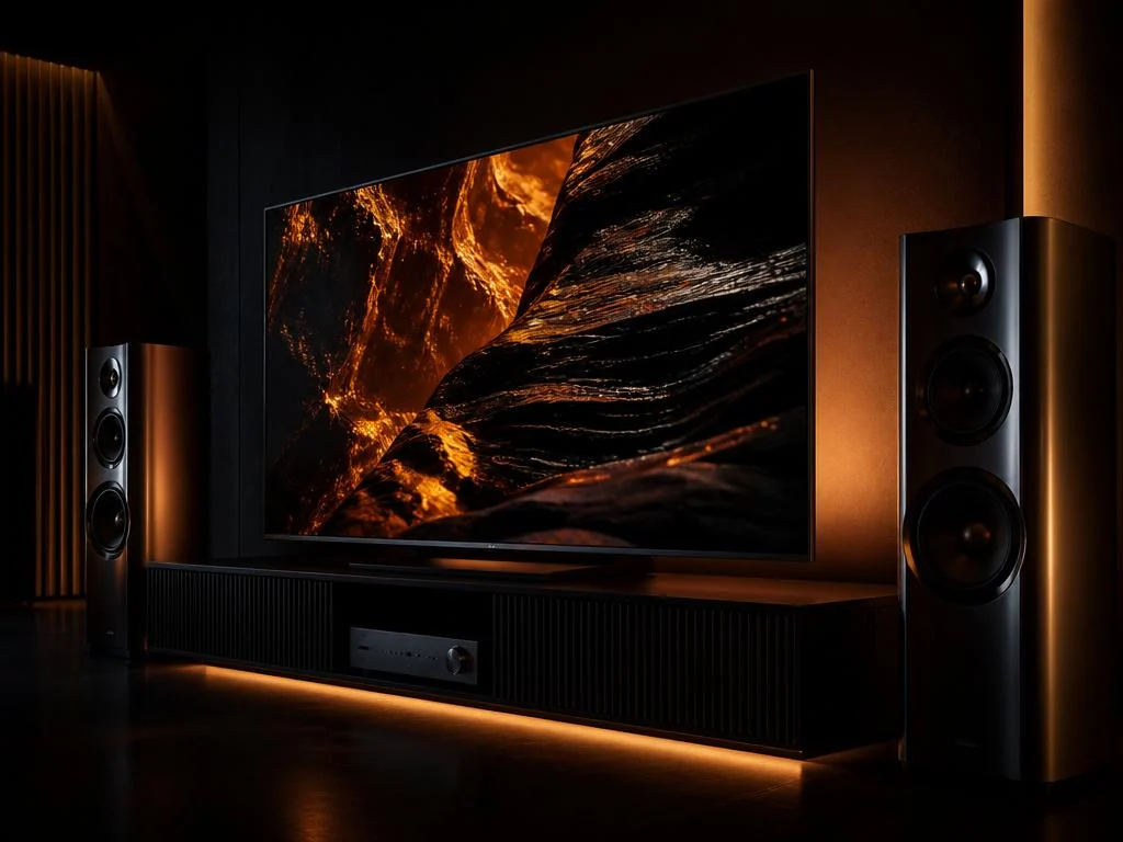 Smart TV OLED e sistema de áudio premium reparados com peças originais
